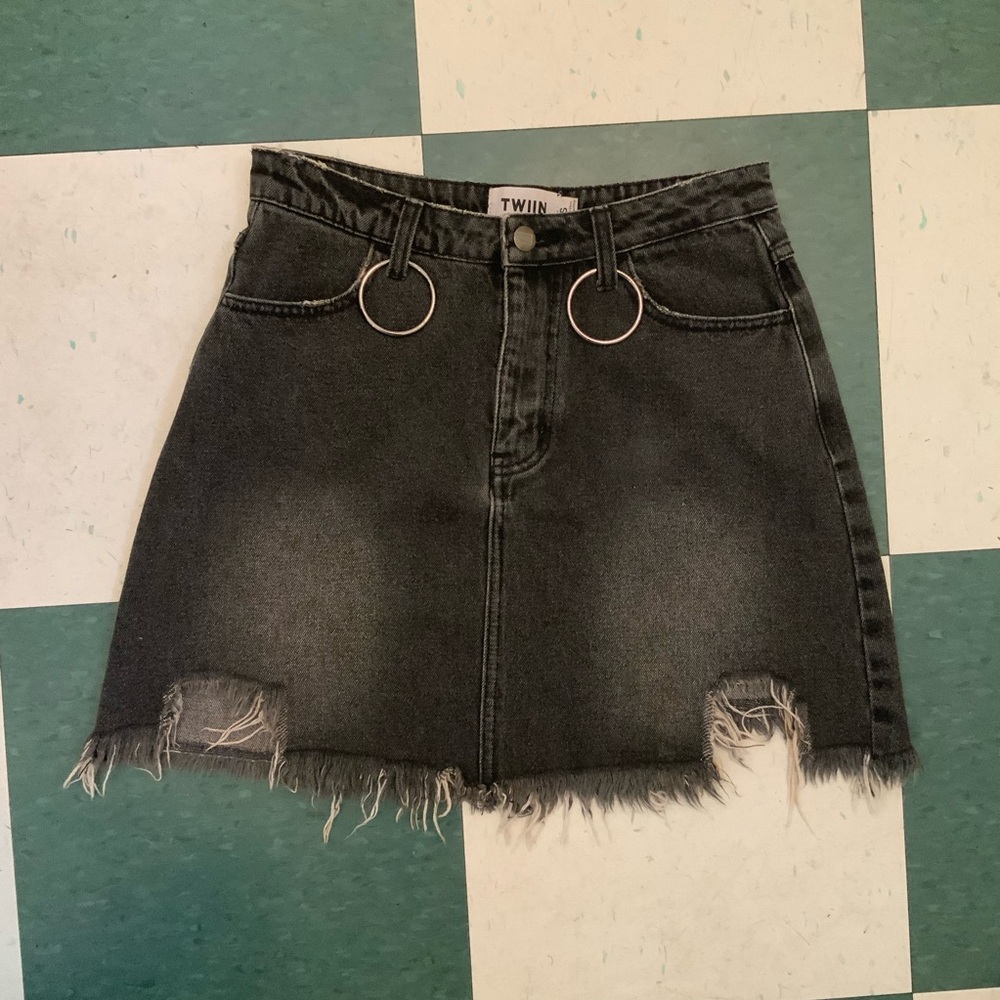 Black Denim Mini Skirt